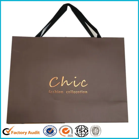 Print Logo Paper Shopping Bag Ribbon Handle