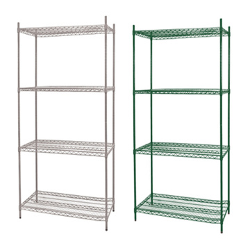 Powder Coated Green 4 Tier Wire Shelving