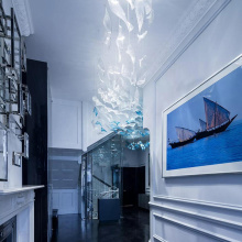 Suspension lustre ondulée bleue moderne pour la maison