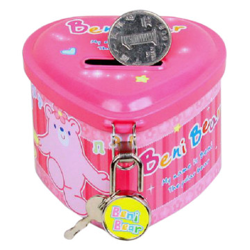 80*80*60 mm heart shape Kids Coin Case with Lock and key