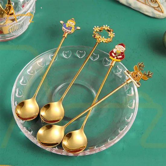 Christmas Wedding Gift: Luxury Stainless Steel Spoon and Fork Set with Cute Patterned Box