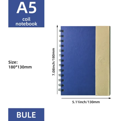 Custom Kraft Paper Hardcover Spiral Notebook with Page Marker and Sticky Notes