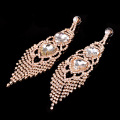 Leaf Heart Rhinestone Fashion Dangle Earrings