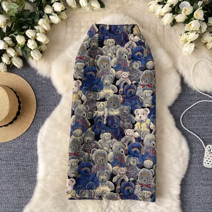 LW0231 Women's High Waist Slimming Bear Print Skirt