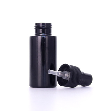 Black Glass Bottle With Lotion Ribbed Pump
