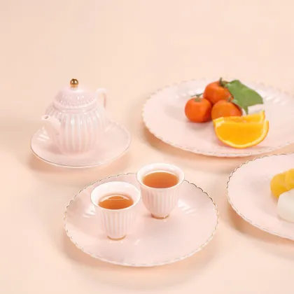 Custom Chinese Style Porcelain Pink Tea Cup Set for Kung Fu Tea