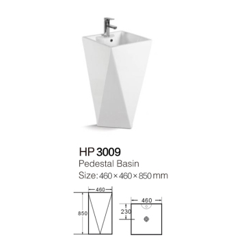 Chaohouzhou Factory Diamond Shape Freestand Ceramic Bathroom Pedestal Hand Wash Sink Basin