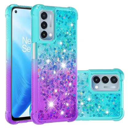 Four Corners Anti-Fall Liquid Glitter Quicksand Phone Case for OnePlus Nord N200 5G/N300 5G