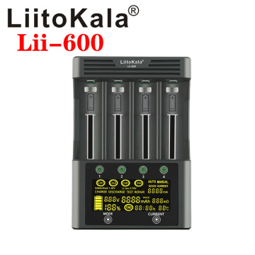 LiitoKala lii-600 Battery Charger 3.7V 1.2V AA AAA 18650 26650 16340 14500 10440 18500 Charger with LCD Screen+12V5A Adapter