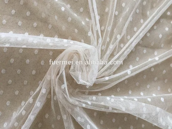 Beautiful Dotting Mesh Net White Dot Embroidery Mesh Fabric for Children Dress