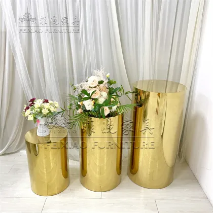 Gold Acrylic PVC Round Wedding Furniture Decor Flower Stand