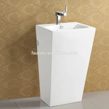 Rectangular White Glazed Ceramic Freestanding Art Sink