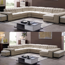 Italian Living Room Corner Leather Sofa Set