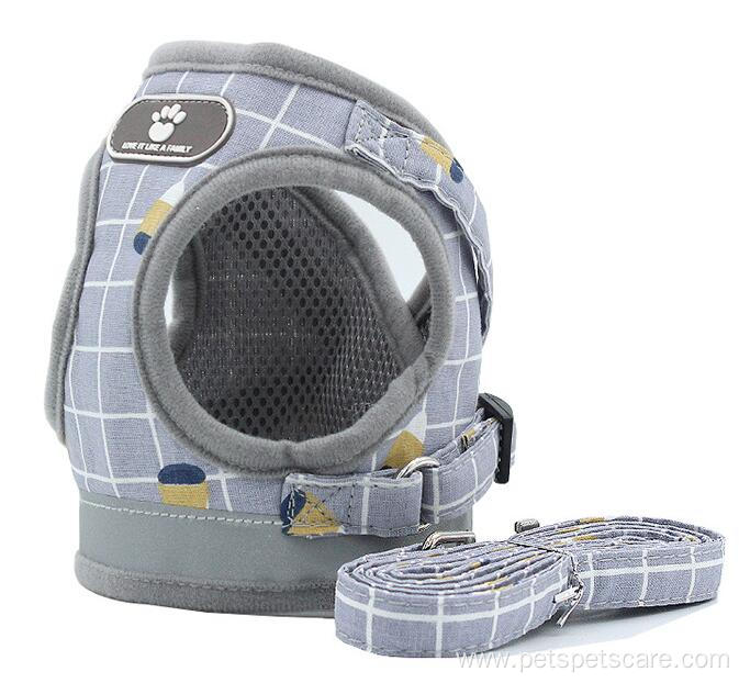 Breathable reflective plaid polyester puppy dog harness