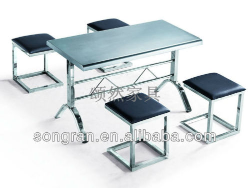 Hot sale Stainless fast food tables restaurant table chair dinner table with good price