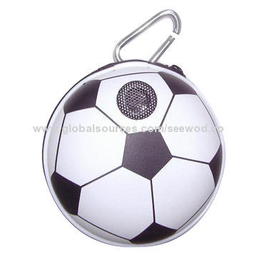 Portable football speaker case, measures 12x12x5.8cm