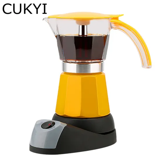 CUKYI Electrical Espresso Moka Pot Coffee Percolators Italian Mocha Coffee Maker 220V Stovetop Tool Filter Percolator Cafetiere