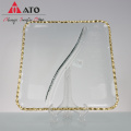 ATO Design Gold Rim Waterware Square Shape Plate