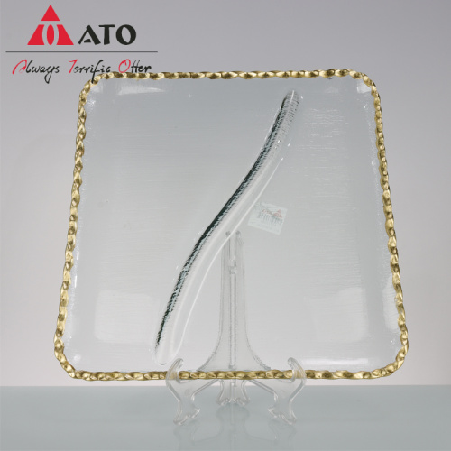 ATO Design Gold Rim Waterware Square Shape Plate