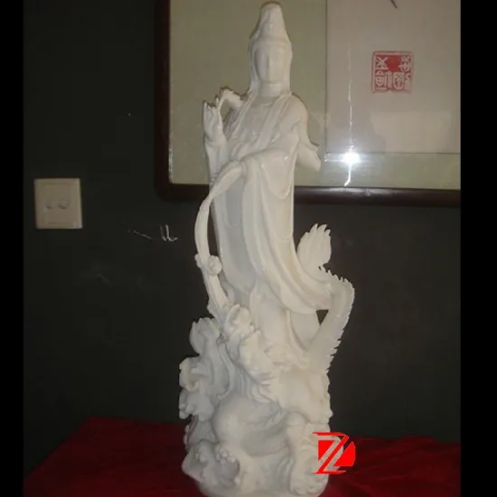 White marble kuan yin sculpture