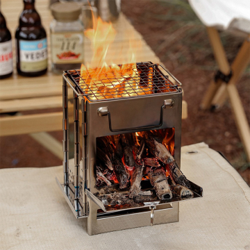 Lightweight Foldable Kebab Grill for Outdoor Camping and Survival