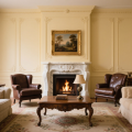 Classic White Marble Fireplace with Ornamental Floral