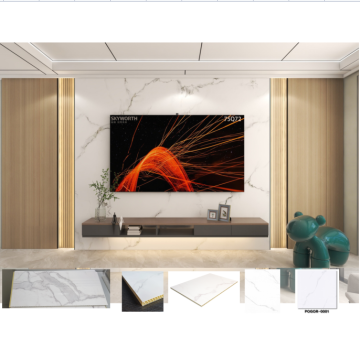 Wooden Grain and Marble Design Wall Panels for Home TV Background Walls