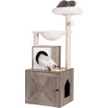 Башня для кошачьего дерева с вольером для туалетного лотка