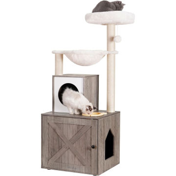Cat Tree Tower With Litter Box Enclosure