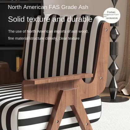 French Retro Solid Wood Fabric Leisure Chair