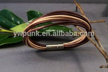 Latest 8 Circles Women Designs Magnetic Closure Leather Bracelet