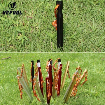 Ultralight V-Shape Aluminum Tent Stakes with Pull Cords for Outdoor Camping