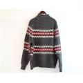 Ladies Turtleneck Red and Black Casual Knitted Sweater