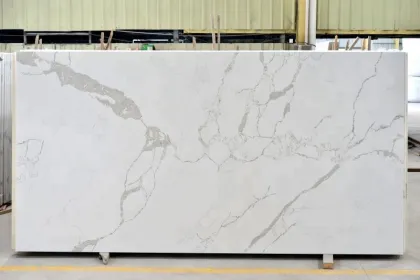 enginneered calacatta white quartz stone artificial stone slab