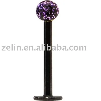 black purple glitter labret ring ,lip boody jewelry