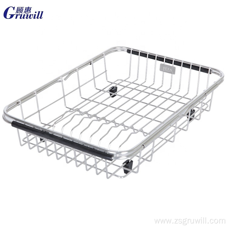 Kitchen stainless steel drain basket dish drying basket