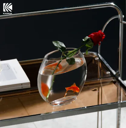 Crystal Flat Mouth Goldfish Aquarium Ornament Vase