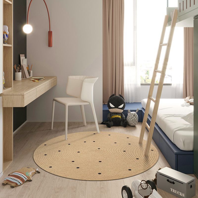 Eco-friendly natural hemp Jute printed round play mats for baby Kids children room