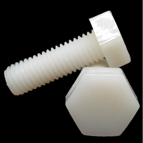 Längd Nylon Hex Bolt Vit Plast Hexagon