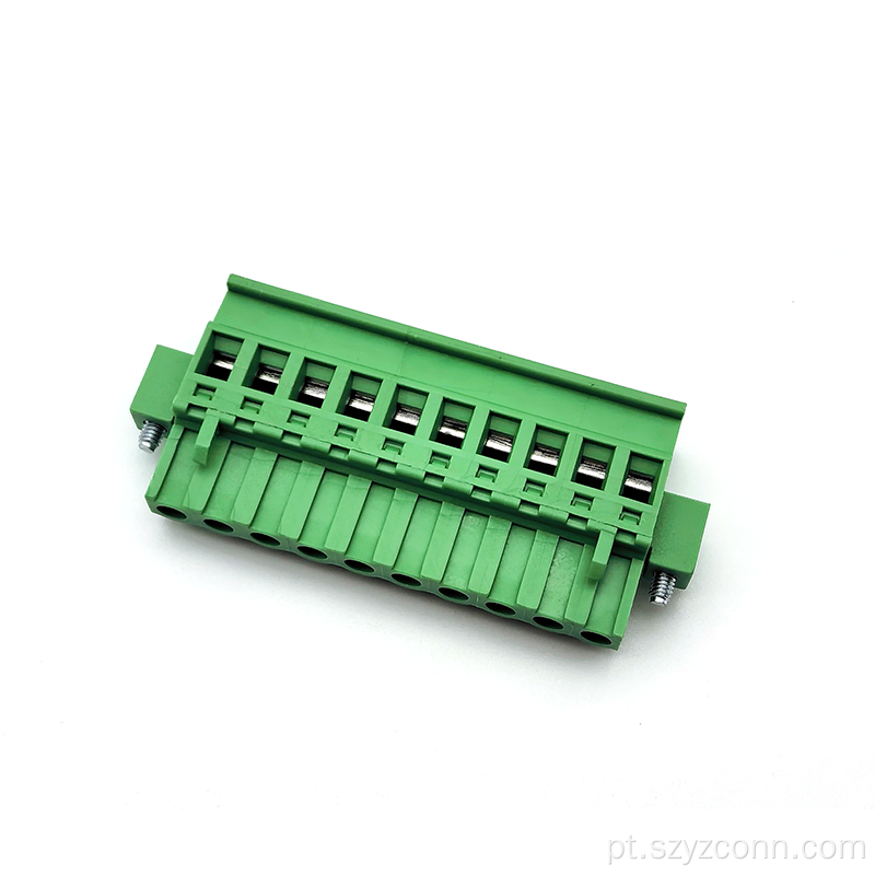 Bloco de terminais plugável com passo de 5,08 mm verde 10P
