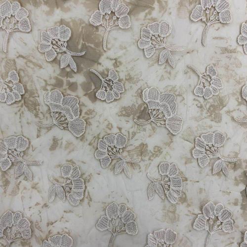 Tie-Dye Mesh With Fan Floret Embroidery Fabric