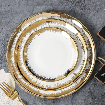 Nordic Luxury Gold-Plated Ceramic Tableware for Weddings