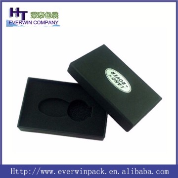 China packaging factory custom black cardboard gift box logo printed jewelry box with black insert