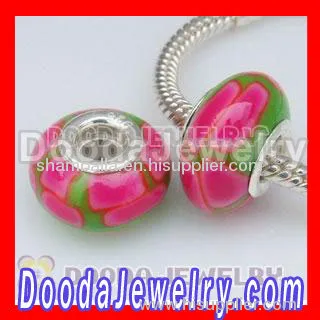925 Sterling Silver Double Cores Charm Jewelry Polymer Clay Fimo Beads 