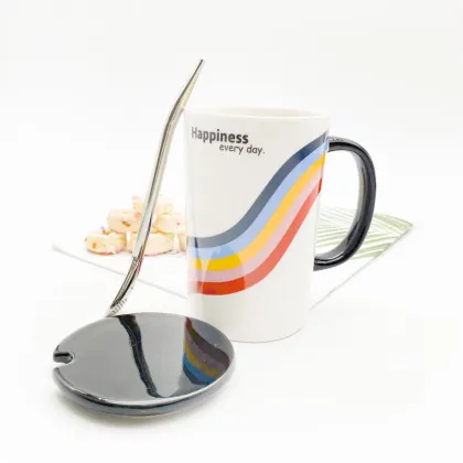 porcelain mug travel mug with spoon ceramic mug