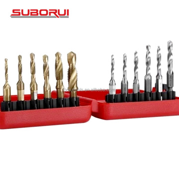 SUBORUI M3-M8 HSS Screw Thread Metric Tap Drill Bit Set - Titanium Plated