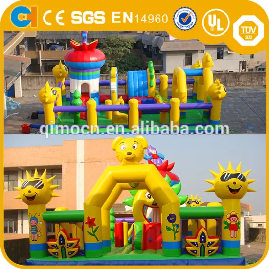 Cartoon theme inflatable amusement park,Fun city and playgroud with high quality PVC materials,Inflatable funcity for sale
