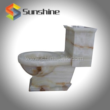 Polished White Onyx Hand Carved Stone Toilet