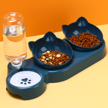 Double Bowl Automatic Cat Food Dispenser with Anti-Overturning Design for Pet Safety