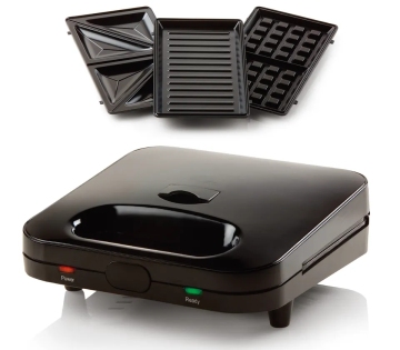 3-in-1 Multi-purpose Sandwich Maker with Non-Stick Detachable Plates: Easy Clean 2-Slice Option